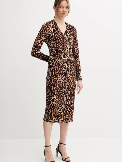 Joseph Ribkoff sukienka kolor brązowy midi rozkloszowana 253091