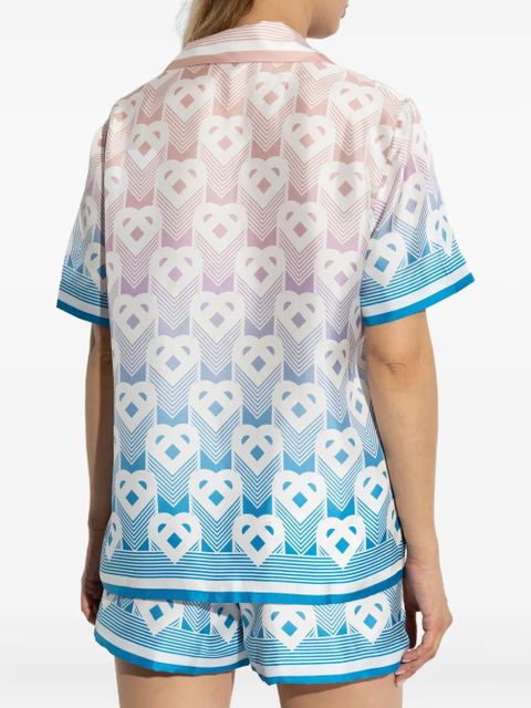 Casablanca Heart-monogram silk shirt - Blue