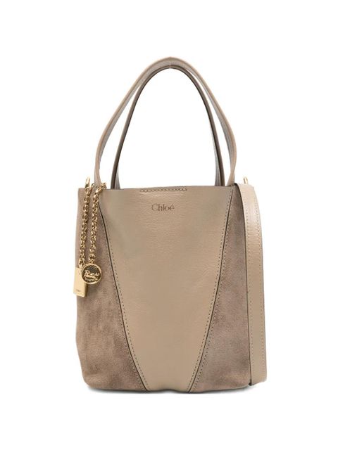 Chloé small suede grained leather tote bag - Neutrals - zdjęcie produktu nr 1