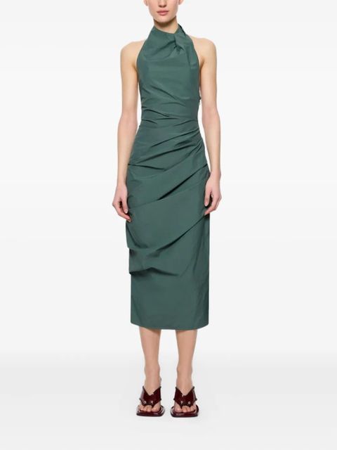 Paris Georgia June halterneck gathered midi dress - Green