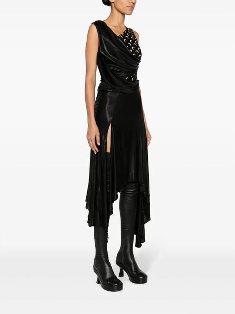 Marine Serre Crescent Moon-print asymmetric dress - Black