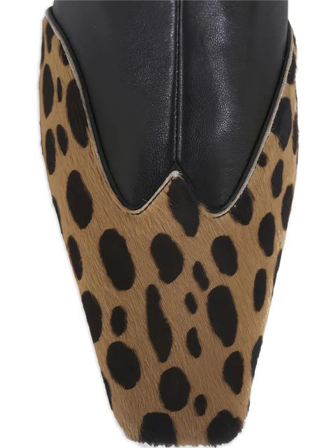 KHAITE 40mm Nevada hyena-print square toe boots - Black