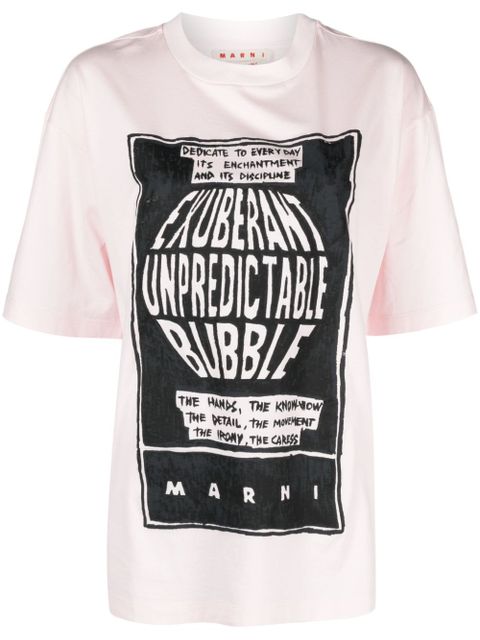 Marni slogan-print cotton T-shirt - Pink - zdjęcie produktu nr 1