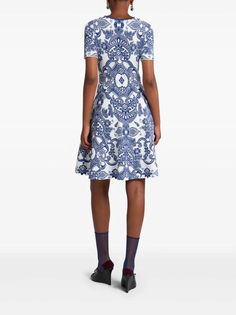 ETRO patterned-jacquard mini dress - Blue
