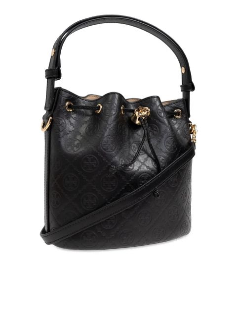 Tory Burch All-over-debossed logo bucket bag - Black
