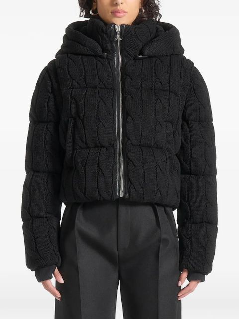 Manière De Voir detachable-hood cable-knit puffer jacket - Black - zdjęcie produktu nr 1