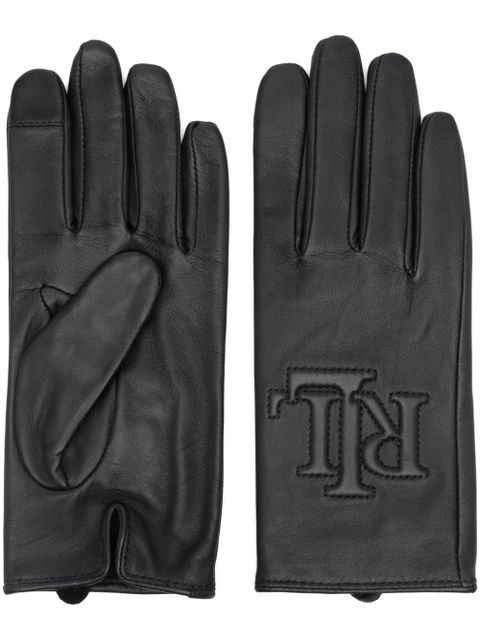 Lauren Ralph Lauren logo-embossed leather gloves - Black - zdjęcie produktu nr 1