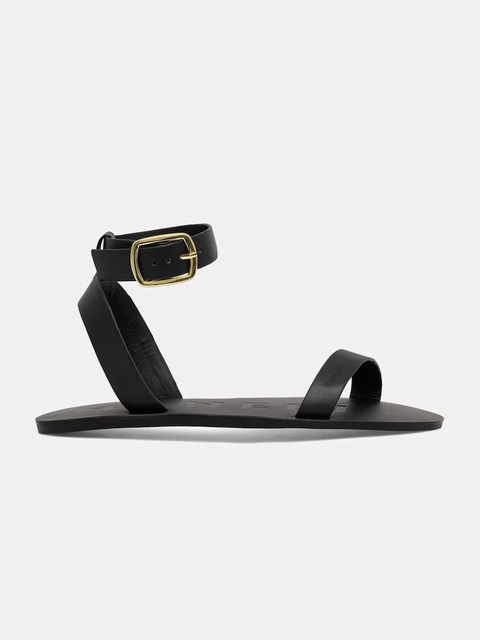 Manebi sandały damskie skórzane Black one band with buckle Leat - zdjęcie produktu nr 1