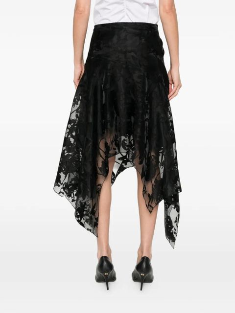 Alexander McQueen flower devoré asymmetric skirt - Black