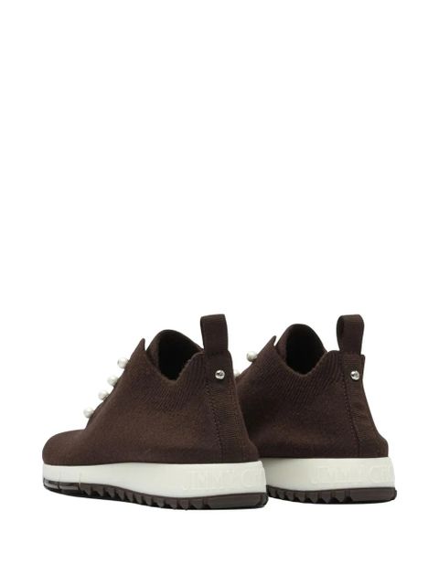 Jimmy Choo Veles cashmere faux pearl-detail sneakers - Brown