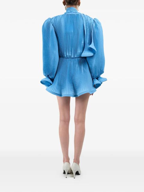 Rowen Rose pleated puffy mini dress - Blue