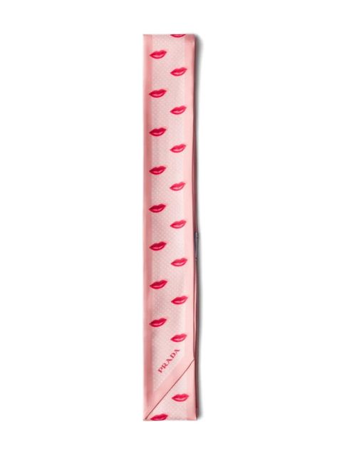 Prada lips-print logo scarf - Pink - zdjęcie produktu nr 2