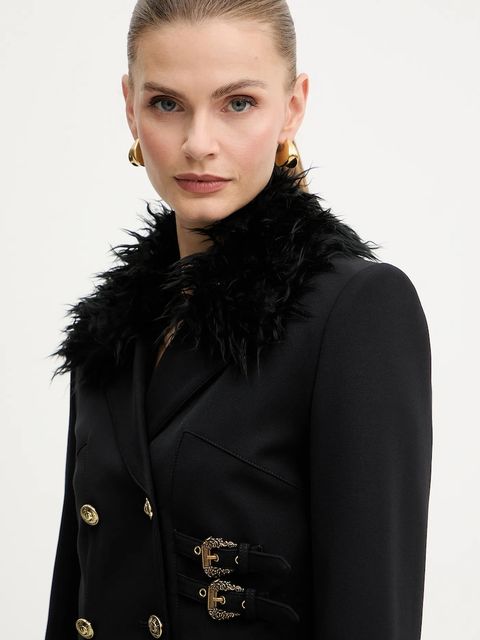 Versace Jeans Couture marynarka kolor czarny dwurzędowa gładka 79HAQ700 N0356