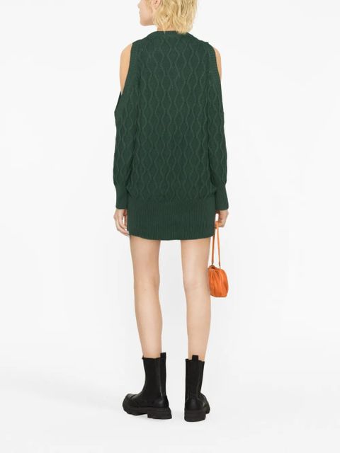 GANNI cold-shoulder knitted dress - Green - zdjęcie produktu nr 2