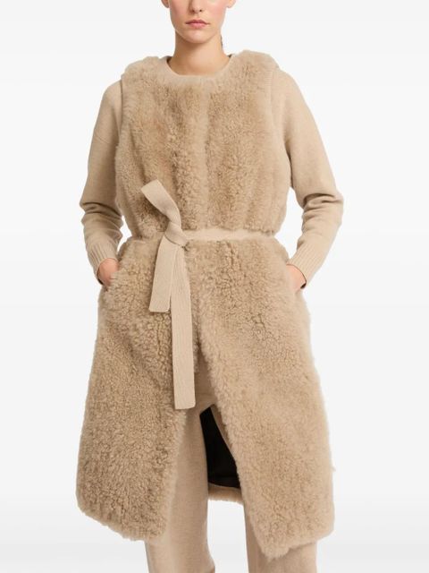 Yves Salomon belted shearling gilet - Neutrals