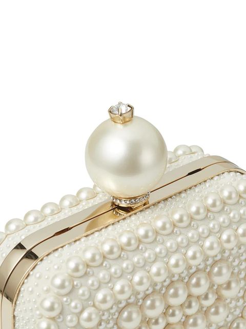 Jimmy Choo Micro Cloud pearl-embellished clutch bag - White