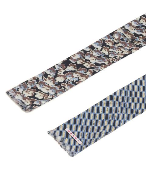 Marni double-sided frayed scarf - Blue - zdjęcie produktu nr 2