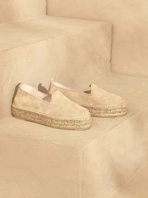 Manebi espadryle zamszowe Hamptons Double Sole Espadrilles kolor beżowy na platformie K 1.1 D0 - zdjęcie produktu nr 1