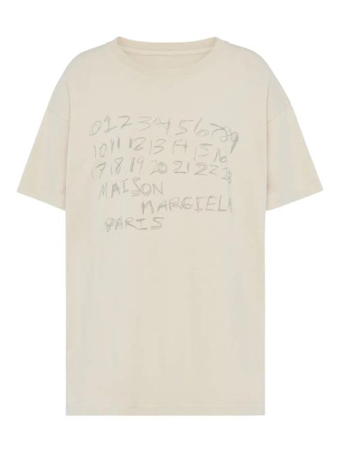 Maison Margiela numbers-print round-neck T-shirt - Neutrals - zdjęcie produktu nr 1
