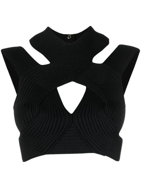 Balmain cut-out ribbed cropped top - Black - zdjęcie produktu nr 1