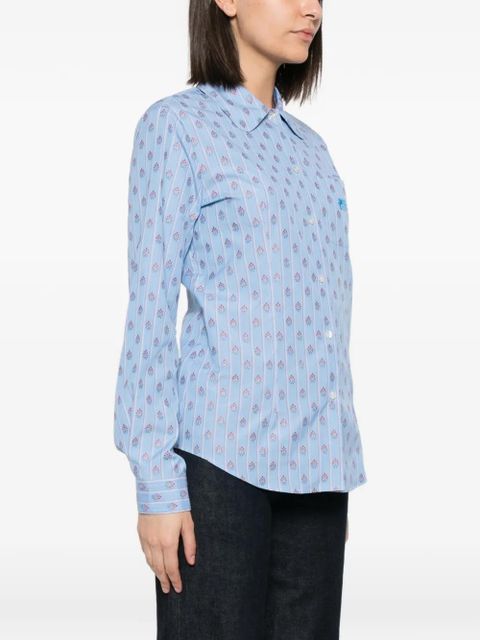 ETRO Pegasus-embroidered striped shirt - Blue