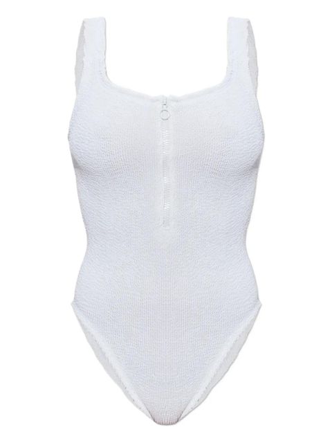 Hunza G Dallas crinkle zip swimsuit - White - zdjęcie produktu nr 1
