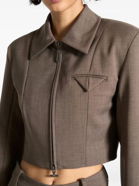 Manière De Voir wide-shoulder zip jacket - Brown