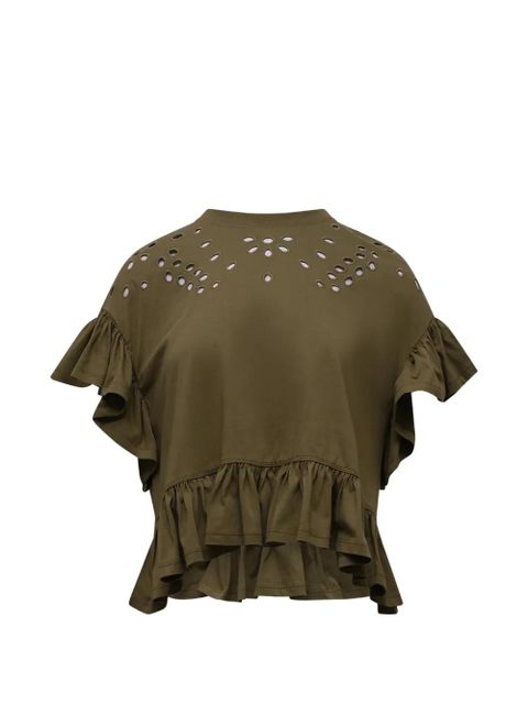 Ulla Johnson Mariana eyelet-embroidered peplum top - Green - zdjęcie produktu nr 1