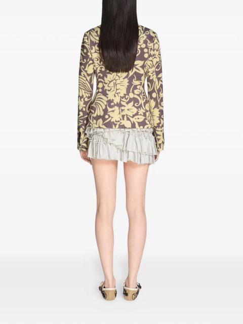 DRIES VAN NOTEN floral scuba blazer - Brown