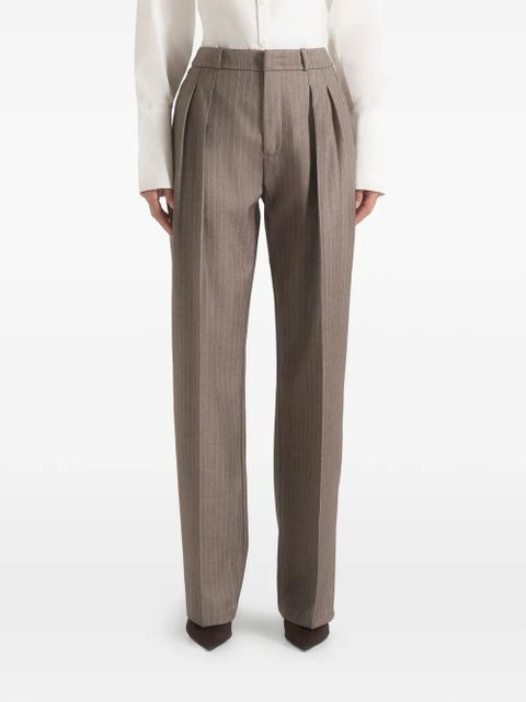 Manière De Voir Julie pinstripe-print pleated tailored trousers - Brown - zdjęcie produktu nr 1