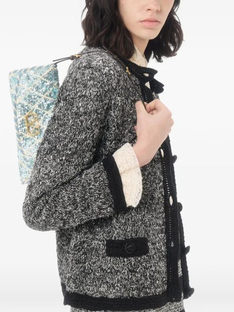 Valentino Garavani DeVain small shoulder bag with rhombelle embroidery - Blue - zdjęcie produktu nr 2