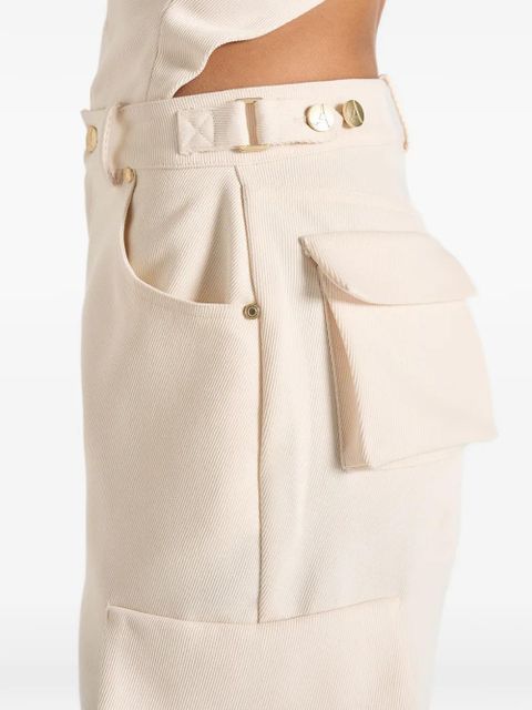 Manière De Voir Emilie cuff-zip flap-pocket trousers - Neutrals