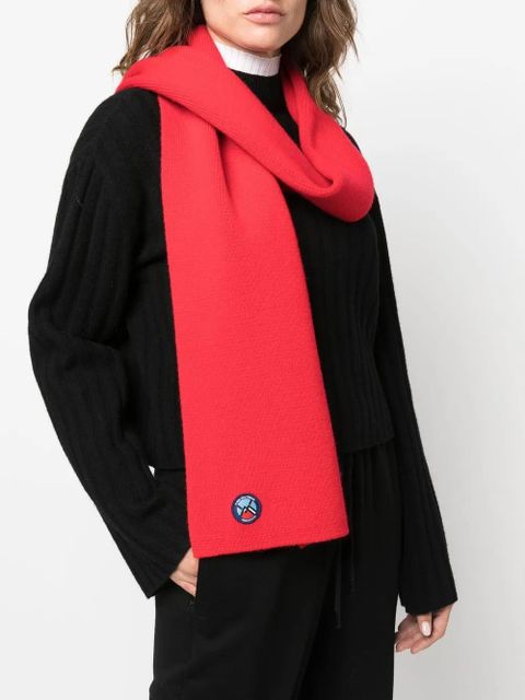 Yves Salomon knitted logo-patch scarf - Red - zdjęcie produktu nr 2