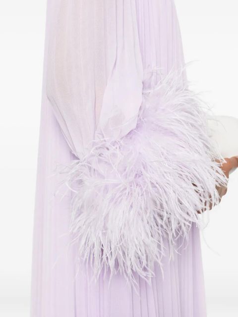Self-Portrait chiffon feather-detail dress - Purple