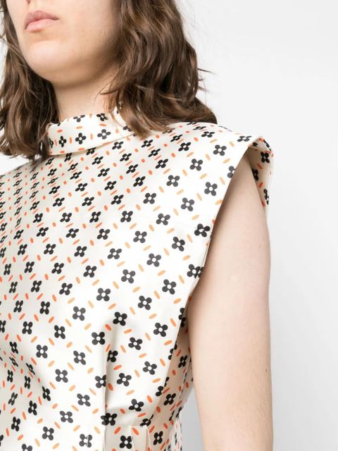 Lanvin floral-print sleeveless blouse - Neutrals