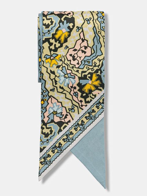 Tory Burch apaszka jedwabna Dream Paisley Silk damski kolor niebieski wzorzysta 177165.960 - zdjęcie produktu nr 2