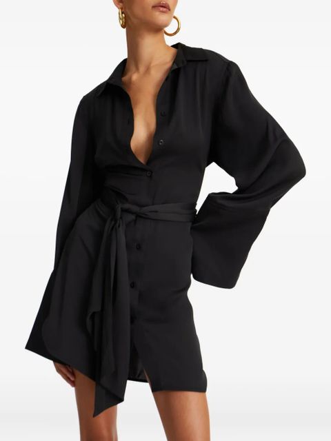 ROTATE BIRGER CHRISTENSEN tie-waist mini shirt dress - Black