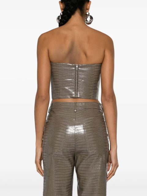 ROTATE BIRGER CHRISTENSEN crocodile-embossed crop top - Brown