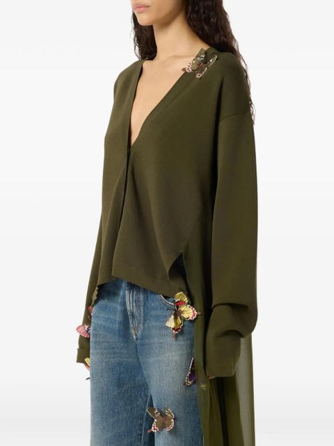 Blumarine butterfly-appliqué cardigan - Green