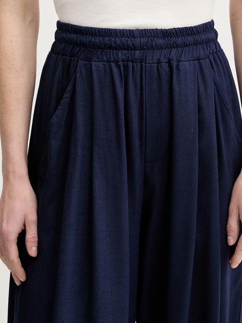 Answear.LAB spodnie z lnem damskie kolor granatowy proste high waist