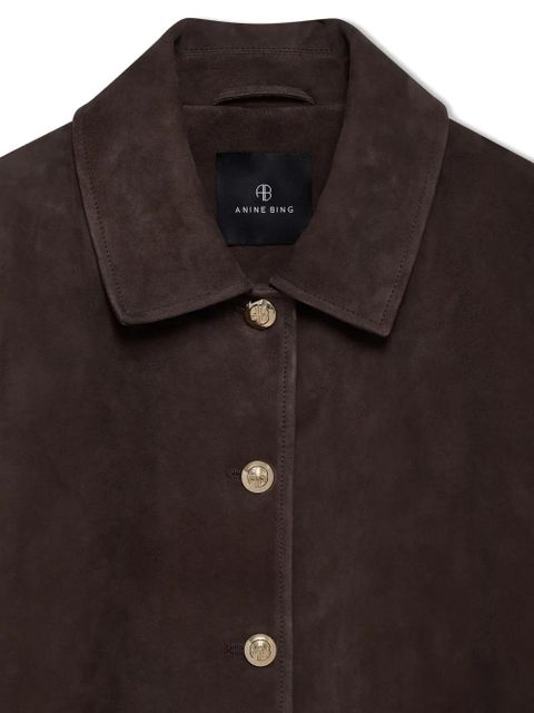 ANINE BING gold-button suede jacket - Brown