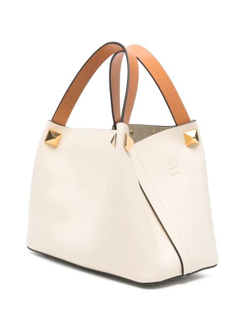 Valentino Garavani stud logo-plaque shoulder bag - Neutrals