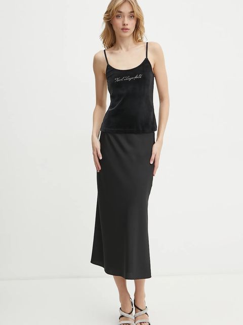 Karl Lagerfeld top welurowy kolor czarny A1W44006 - zdjęcie produktu nr 2