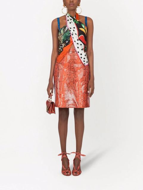 Dolce & Gabbana A-line leather midi skirt - Orange