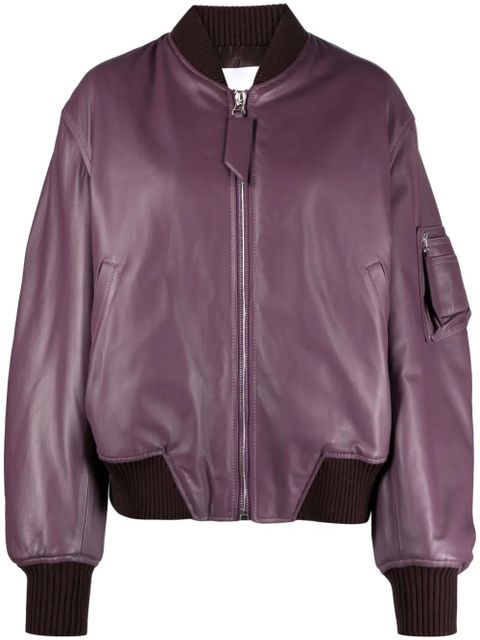 The Attico Anja padded leather bomber jacket - Purple - zdjęcie produktu nr 1
