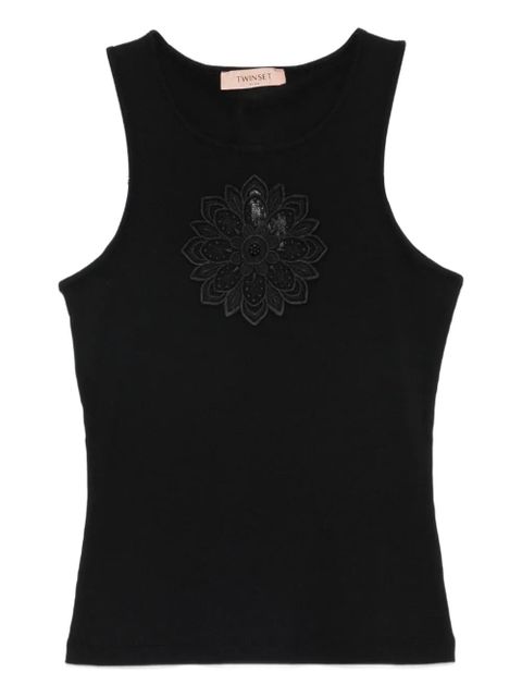 TWINSET floral-appliqué tank top - Black - zdjęcie produktu nr 1