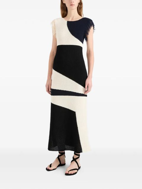 Proenza Schouler Saskia fringe-trimmed intarsia midi dress - Black