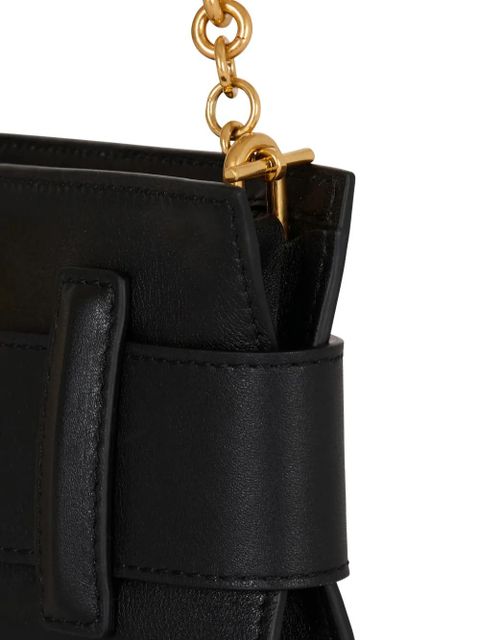 Balmain Anthem buckle-detail calfskin-leather clutch - Black