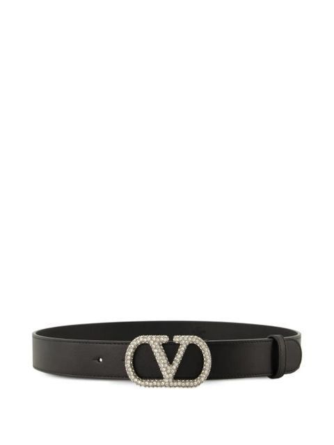 Valentino Garavani VLogo Signature crystal-embellished belt - Black - zdjęcie produktu nr 1