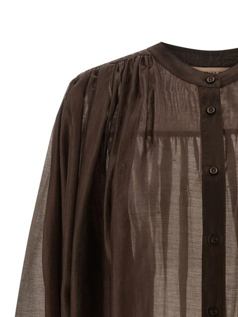 TWINSET semi-transparent puff-sleeve shirt - Brown